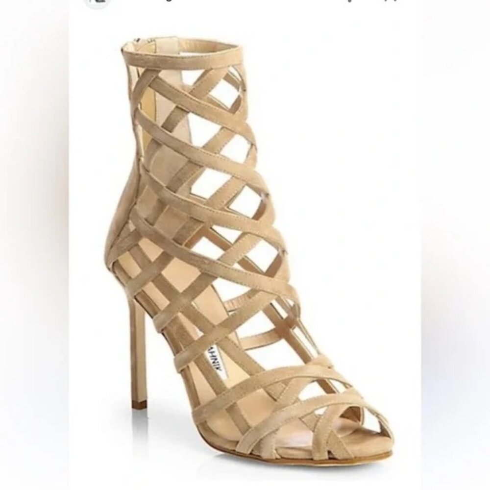 Manolo Blahnik, Vagibuzip Cage Booties | Size: 37.5